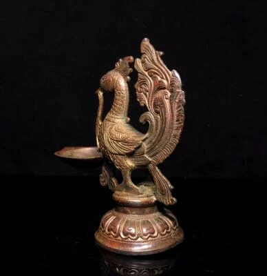 19CM Old Chinese Bronze Statue Oil Light Holder w/phoenix CK158