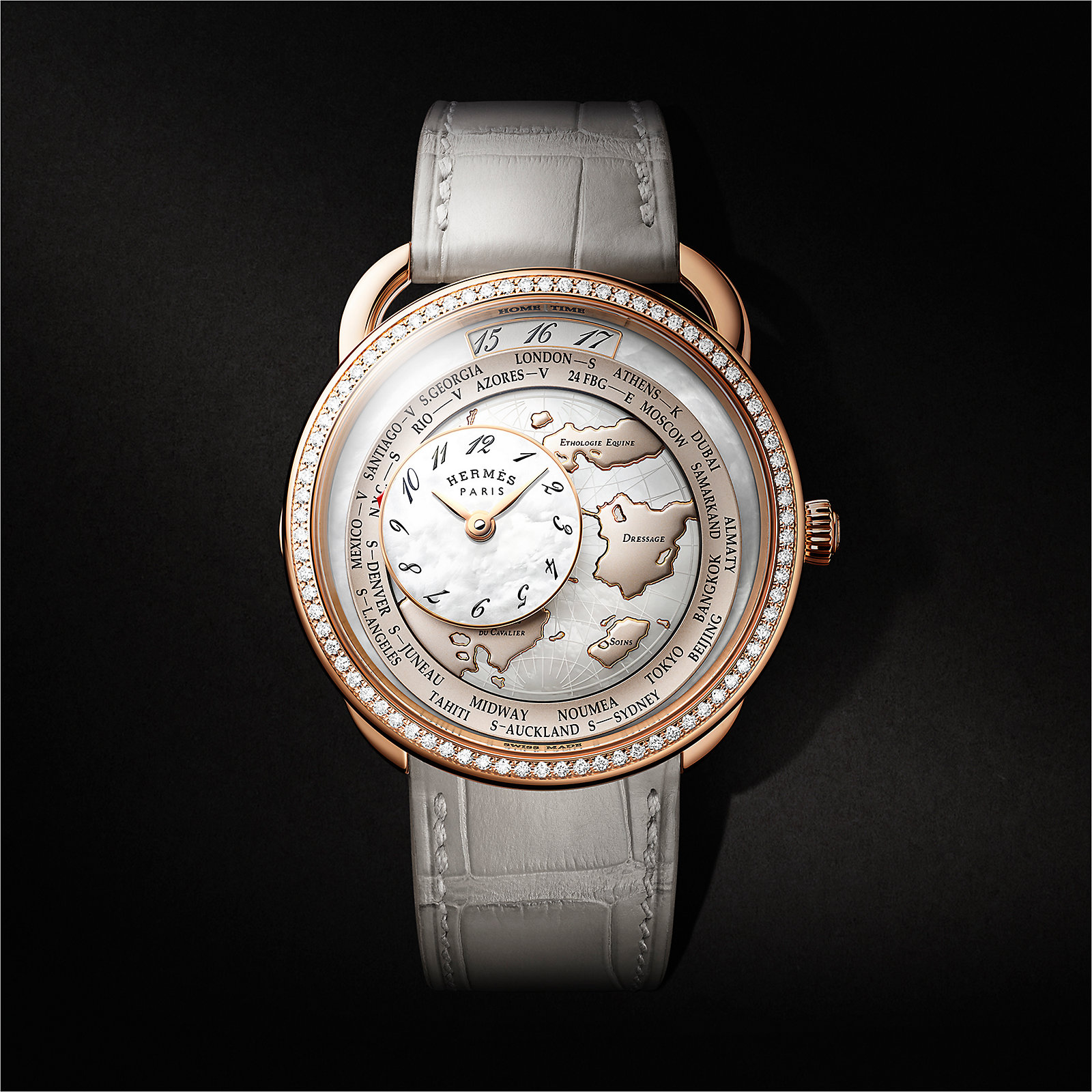 Arceau Le Temps voyageur watch, Large model, 38 mm