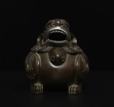 Chen Qiaosheng Signed Old Chinese Bronze or Copper Incense Burner w/kylin