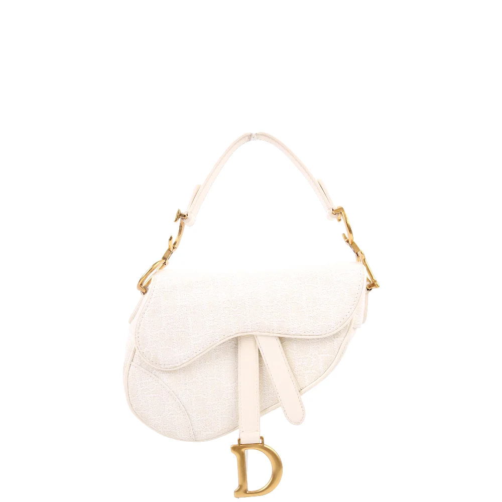 DIOR Mini Saddle Bag Oblique White