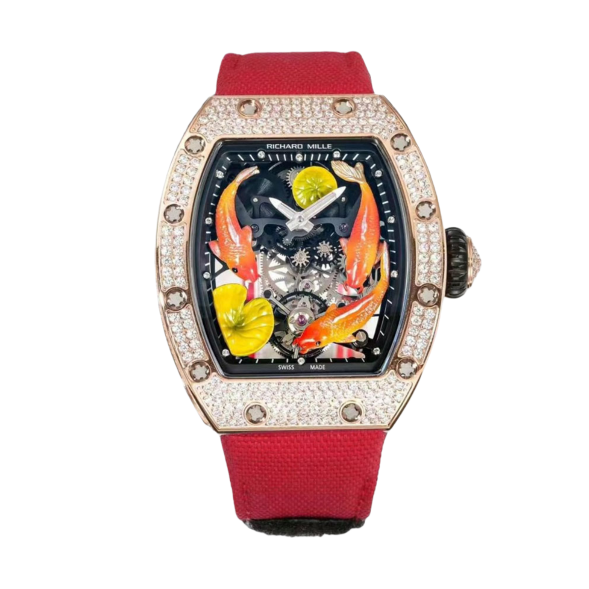 【7A Quality】Replica RICHARD MILLE RM S10 Koi Tourbillon Watch with Rose Gold Case
