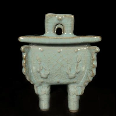 Old Chinese Guan Yao Guan Kiln Incense Burner w/ear Q1161
