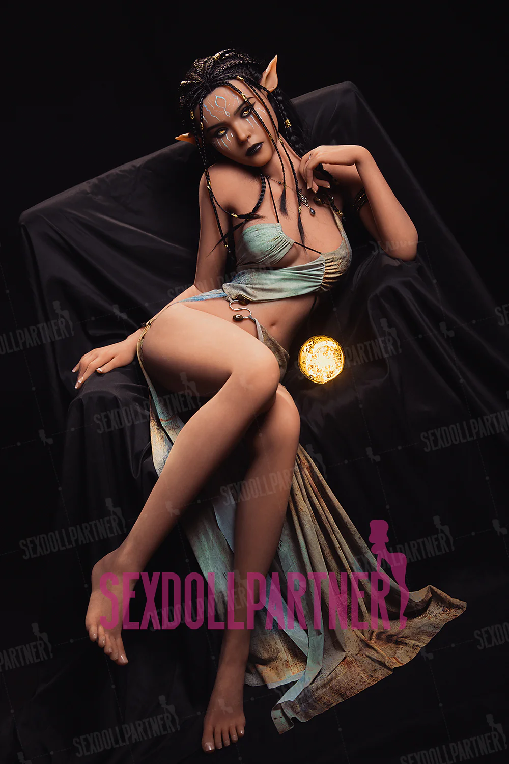 US Stock - YAMIEE Sia 5ft15/157cm 1073E Silicone Head TPE Body Tan Elf Hentai Alien Female Sex Doll