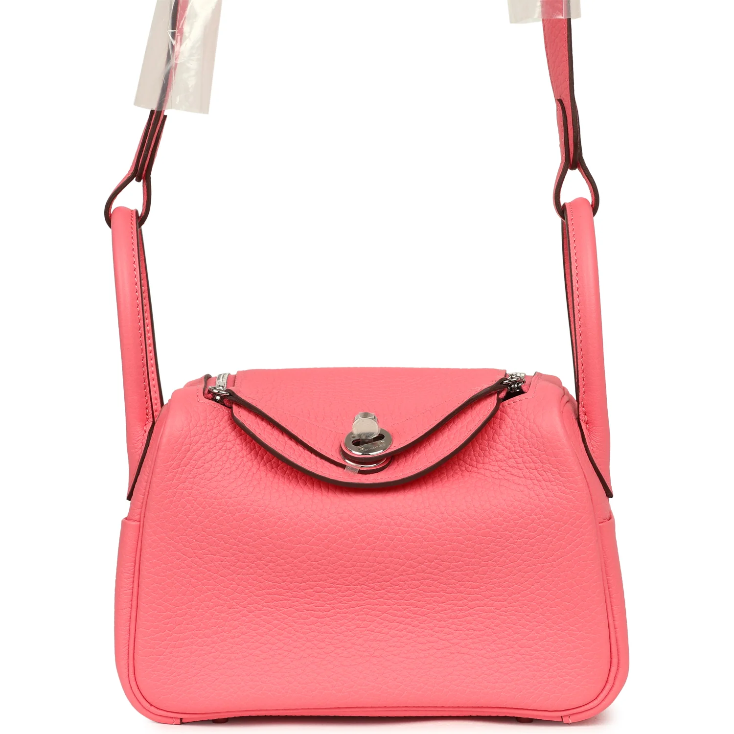 HERMÈS Mini Lindy II Rose Azalee Clemence Palladium Hardware
