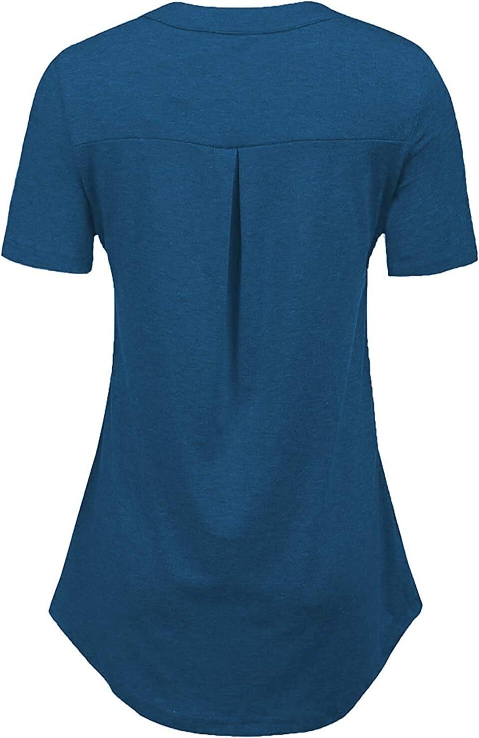 Damen Kurzarm Zip Quaste Long Shirt Business Casual Arbeit Büro Shirt