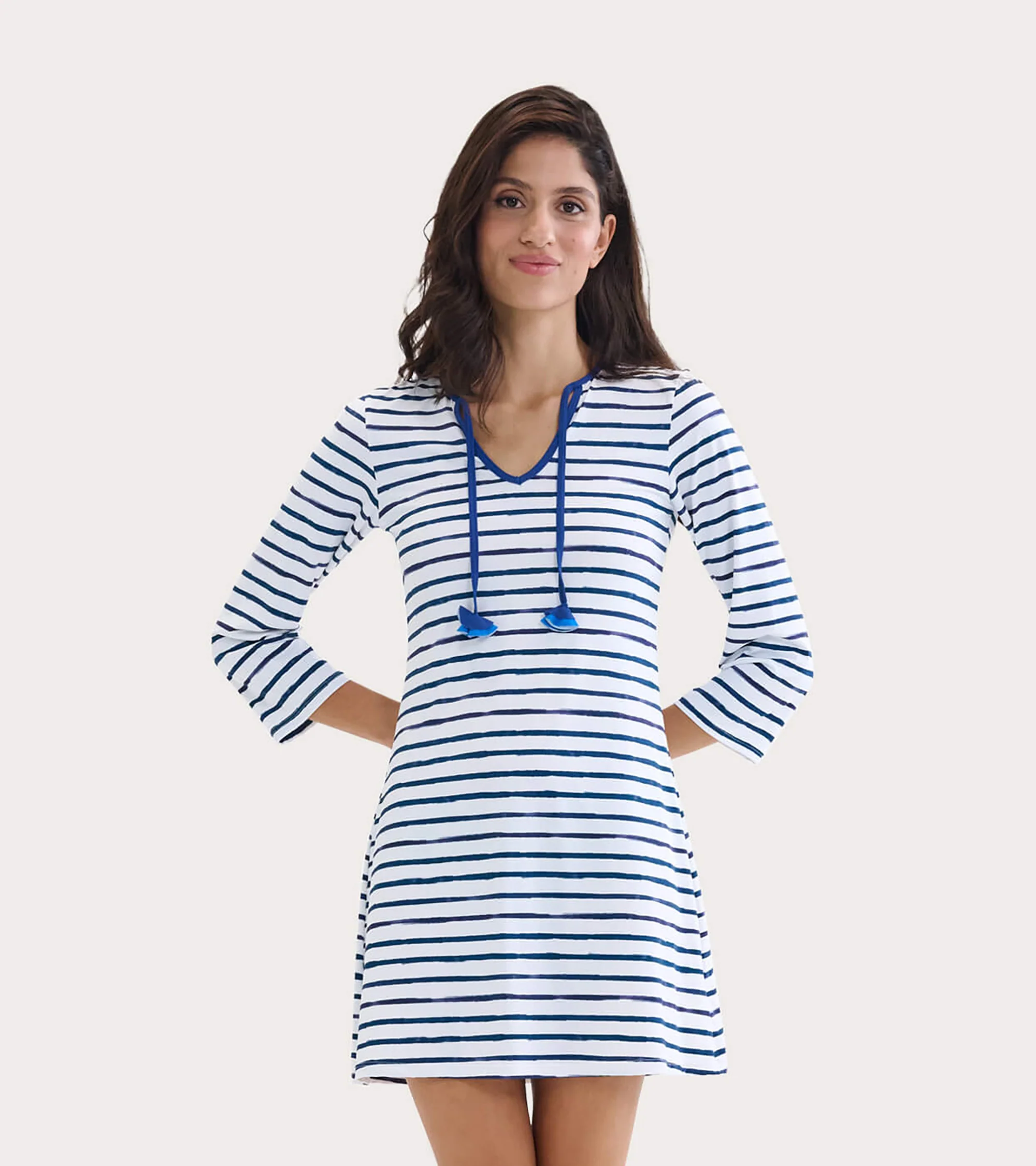 Women's Watercolor Stripes Seaside Beach Dress
