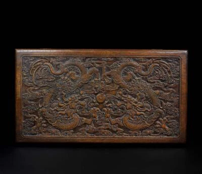 40CM Old Chinese Wood Box w/dragon N2194