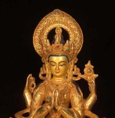 25CM Old Chinese Bronze Statue Buddha N1666