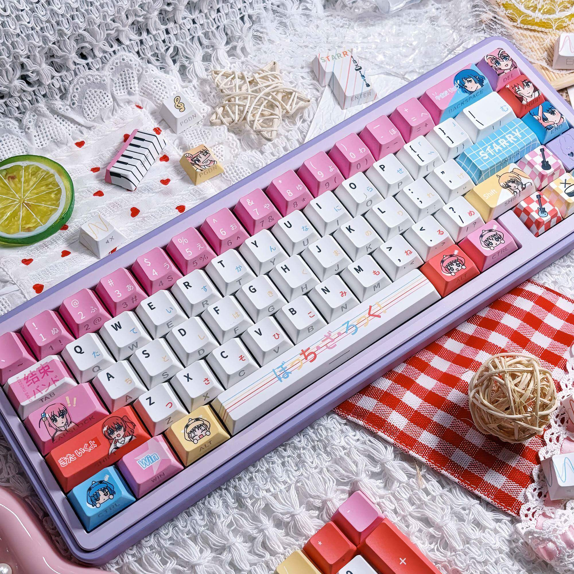 Bocchi the Rock! Kessoku Band Double-Printed Keycap Set – Cherry Profile PBT Dye-Sublimation Mini Kit – Shine-Through
