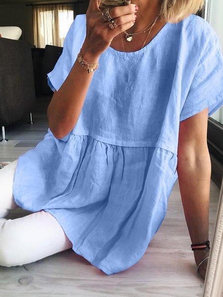 Linen Loose Short-Sleeved Top