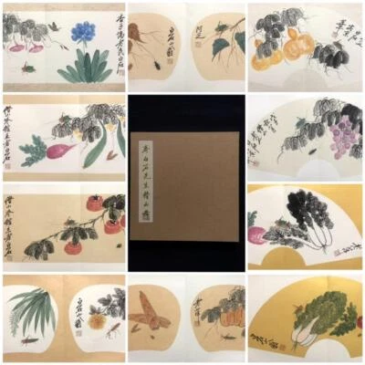 Qi Baishi Signed Chinese Hand Painted Calligraphy Scroll w/grape N2762