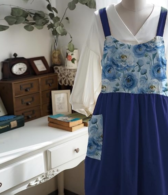 MORWEN Cotton Linen Apron Cross Back Work Apron for Women with Pockets