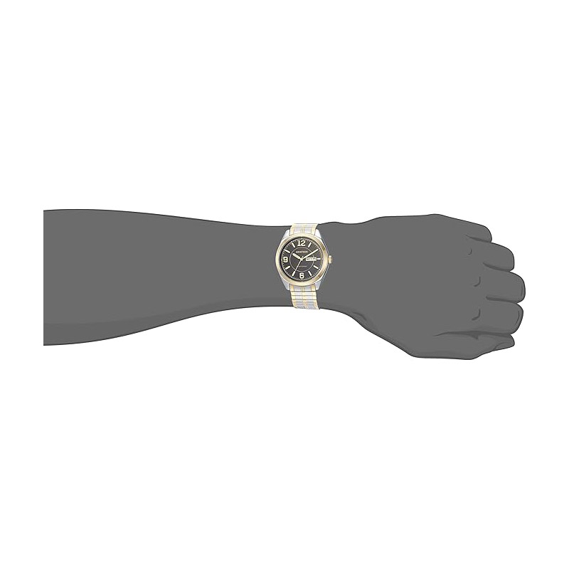 Men's watch with date and day display function and expandable strap.