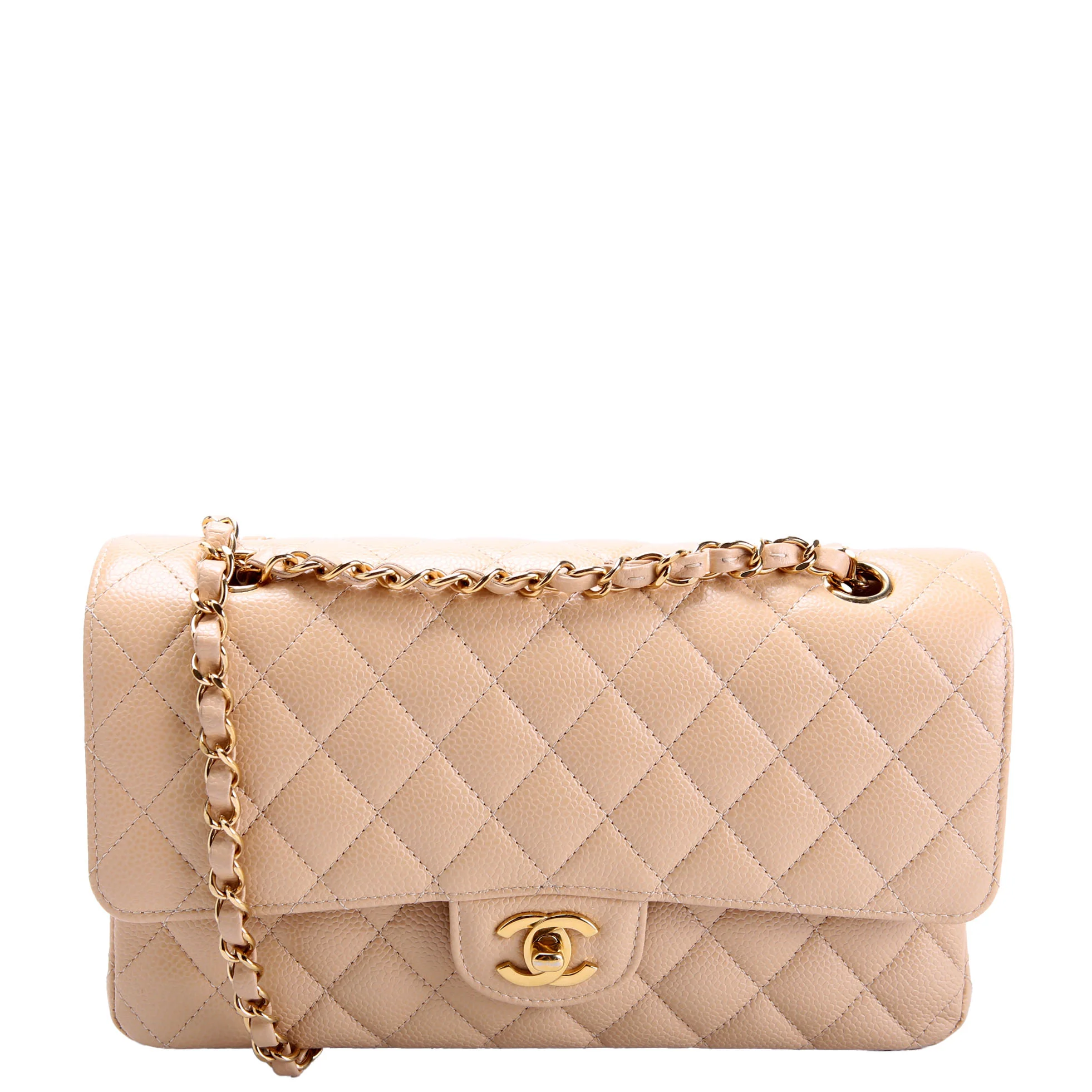 CHANEL Classic Flap Medium Caviar RFID Tan