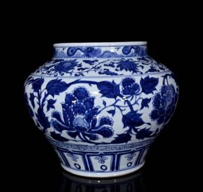 Old Chinese Blue and White Pot W/flower N327