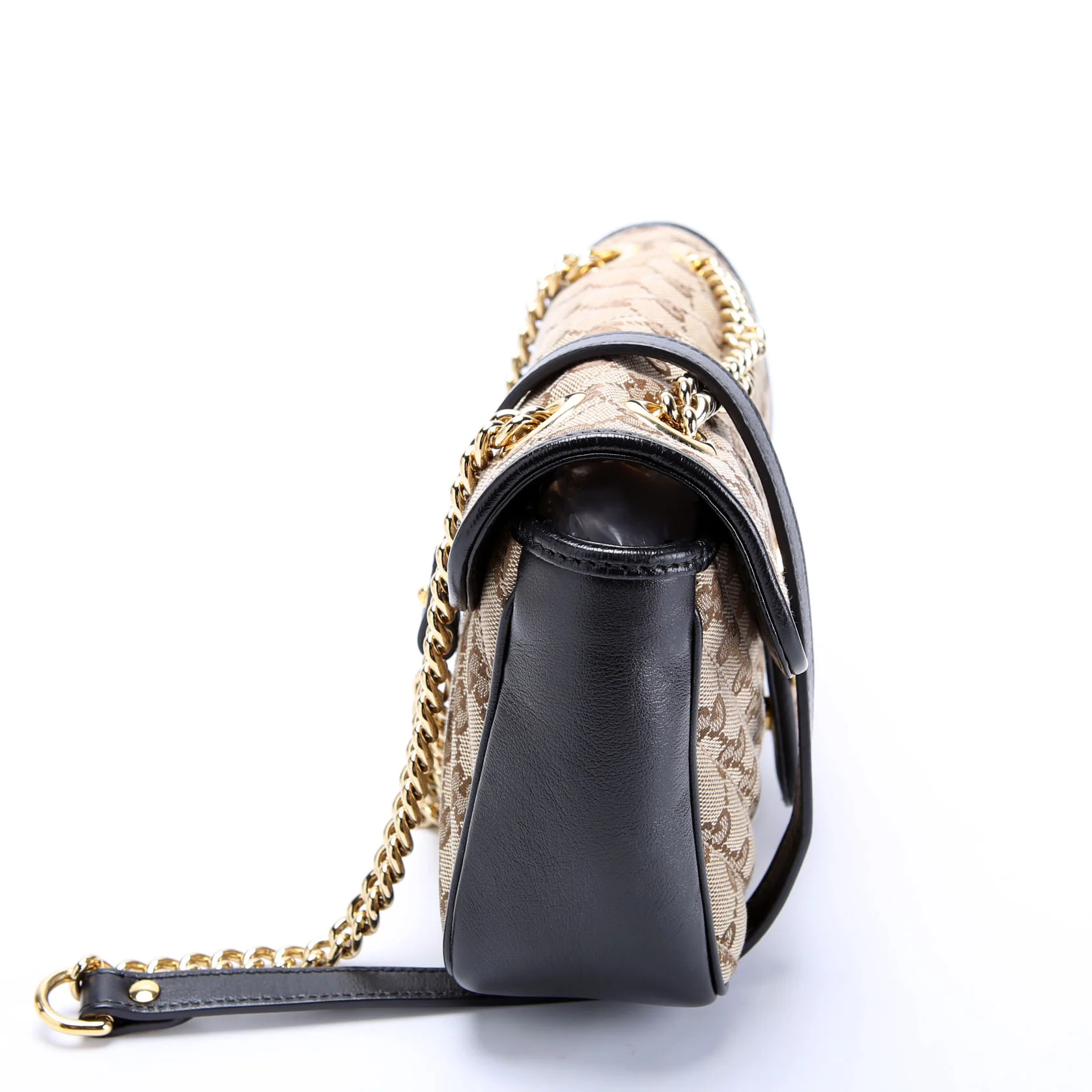 GUCCI 443497 Mamront GG Canvas Shoulder Small Flap Black