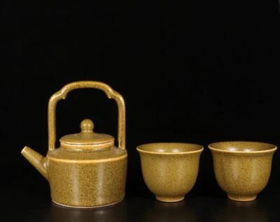 Set Qianlong Signed Old Chinese Tea Glaze Teapot N1452