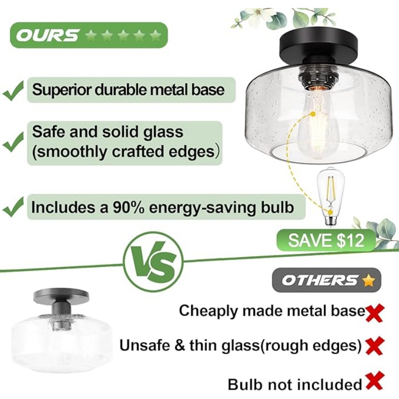 CIELUME Industrial Semi Flush Mount Ceiling Light