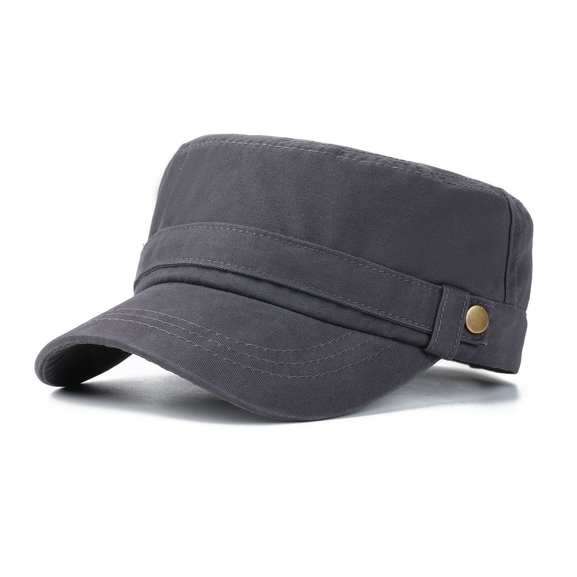 Men's Retro Washed Flat-Top Curved Brim Adjustable Cadet Cap