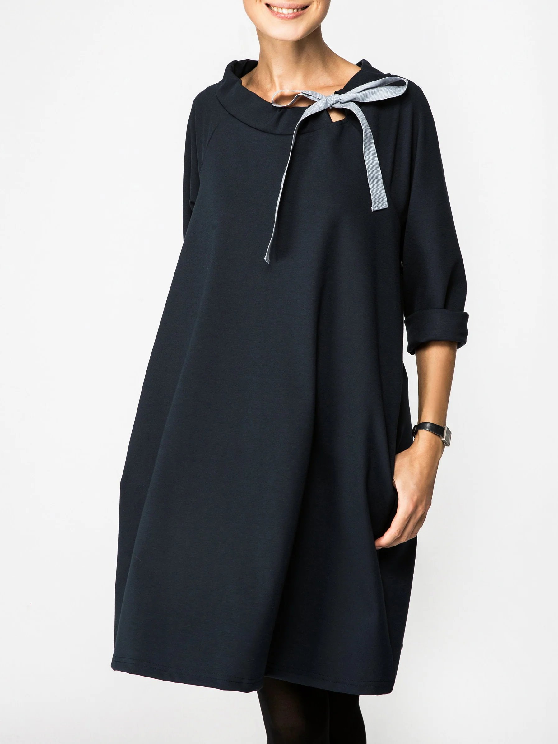 Cotton Linen Single Pocket Casual Dress