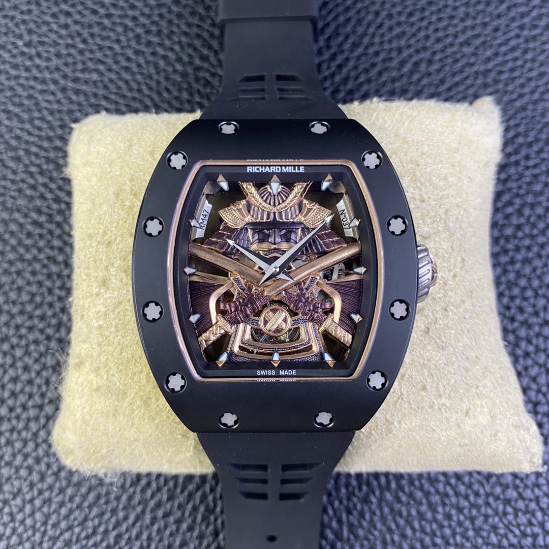 【7A Quality】Richard Mille Replica Watch RM47 Samurai Ceramic Rubber Strap