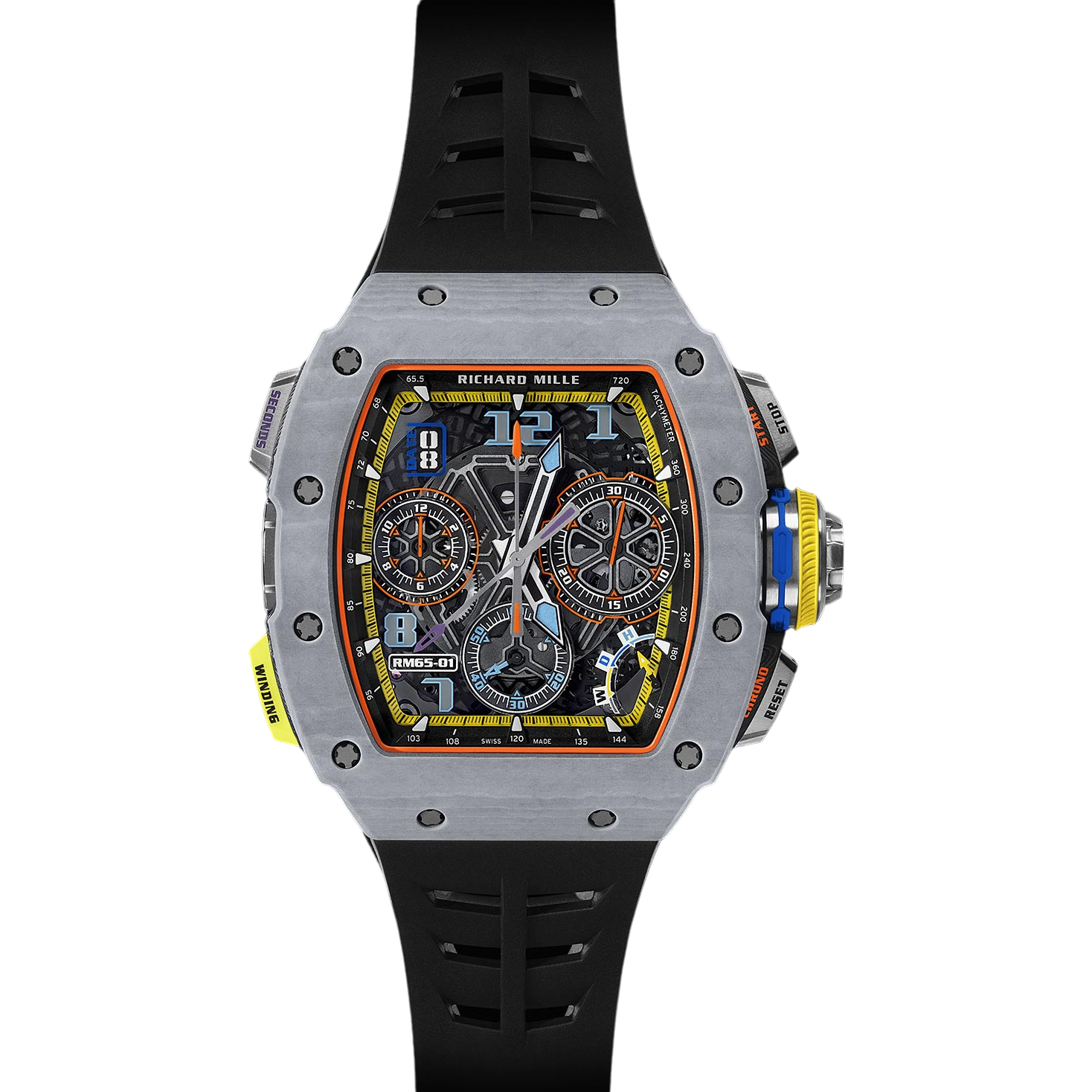 【7A Quality】Superclone Richard Mille 65-01 Automatic Split-Seconds Chronograph Pastek Grey Quartz TPT®