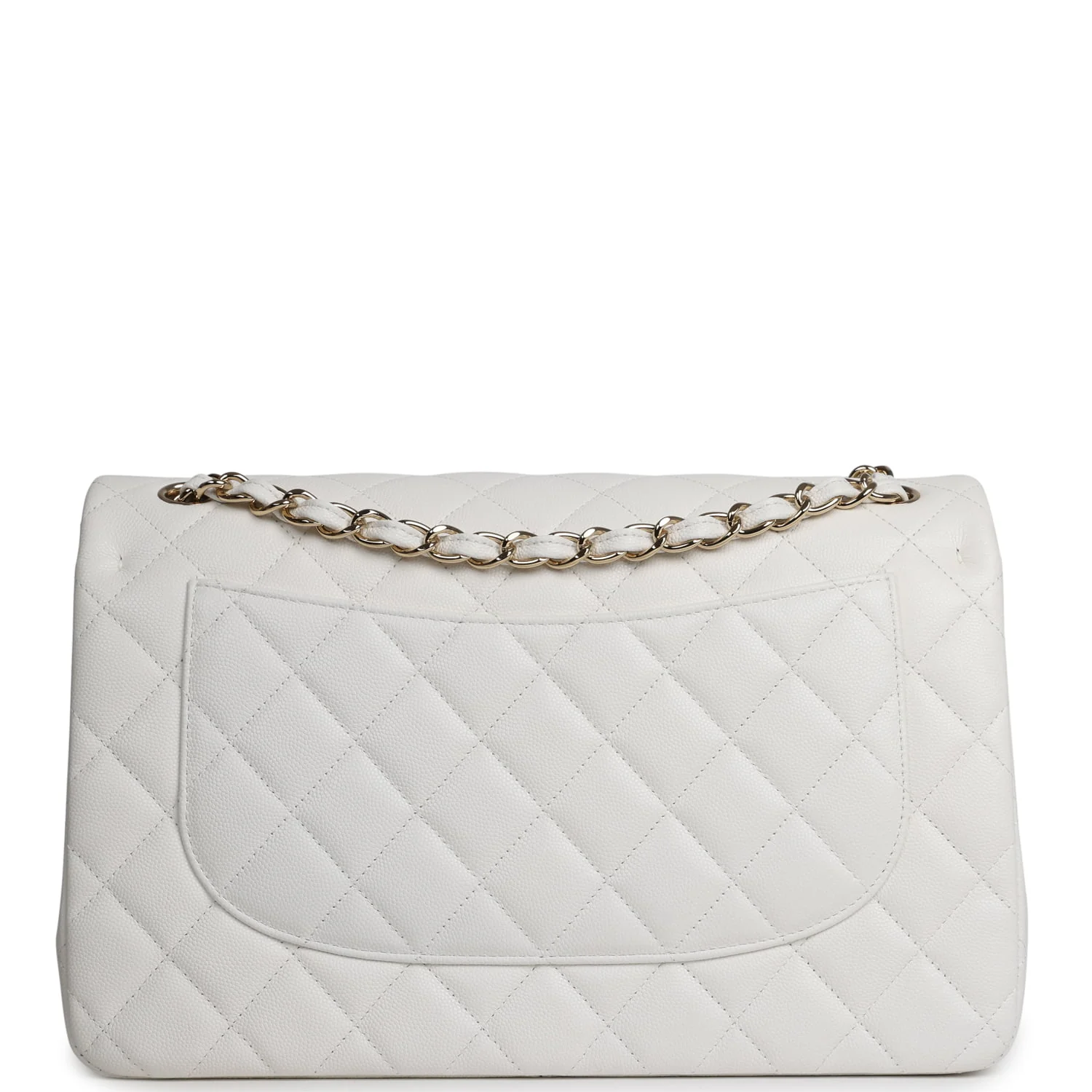 Chanel Jumbo Classic Double Flap White Caviar Light Gold Hardware