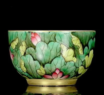 Qianlong Signed Pair Old Chinese Famille Rose Cup W/louts flower Q286