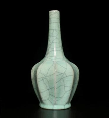 23CM Signed Old Chinese Ru Yao Ru Kiln Vase