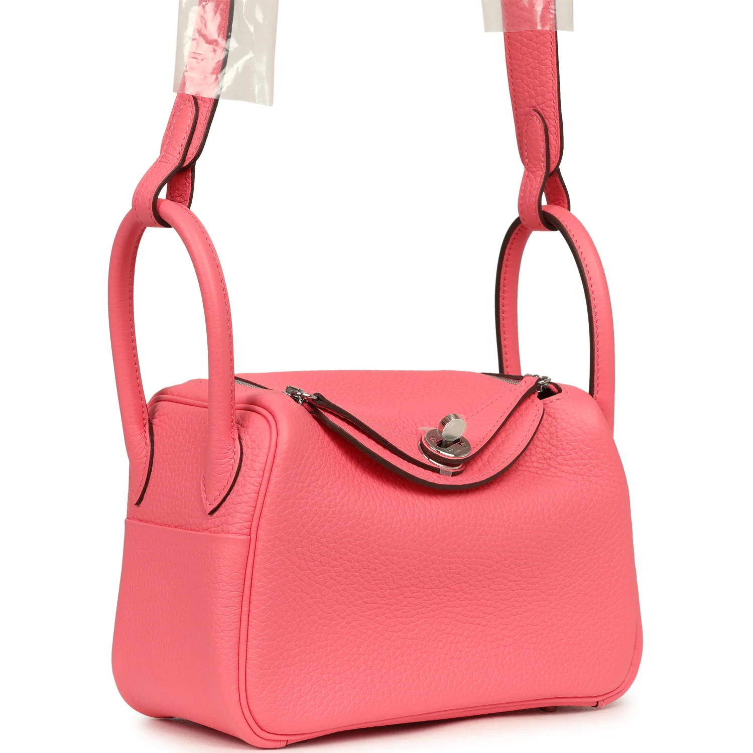 HERMÈS Mini Lindy II Rose Azalee Clemence Palladium Hardware