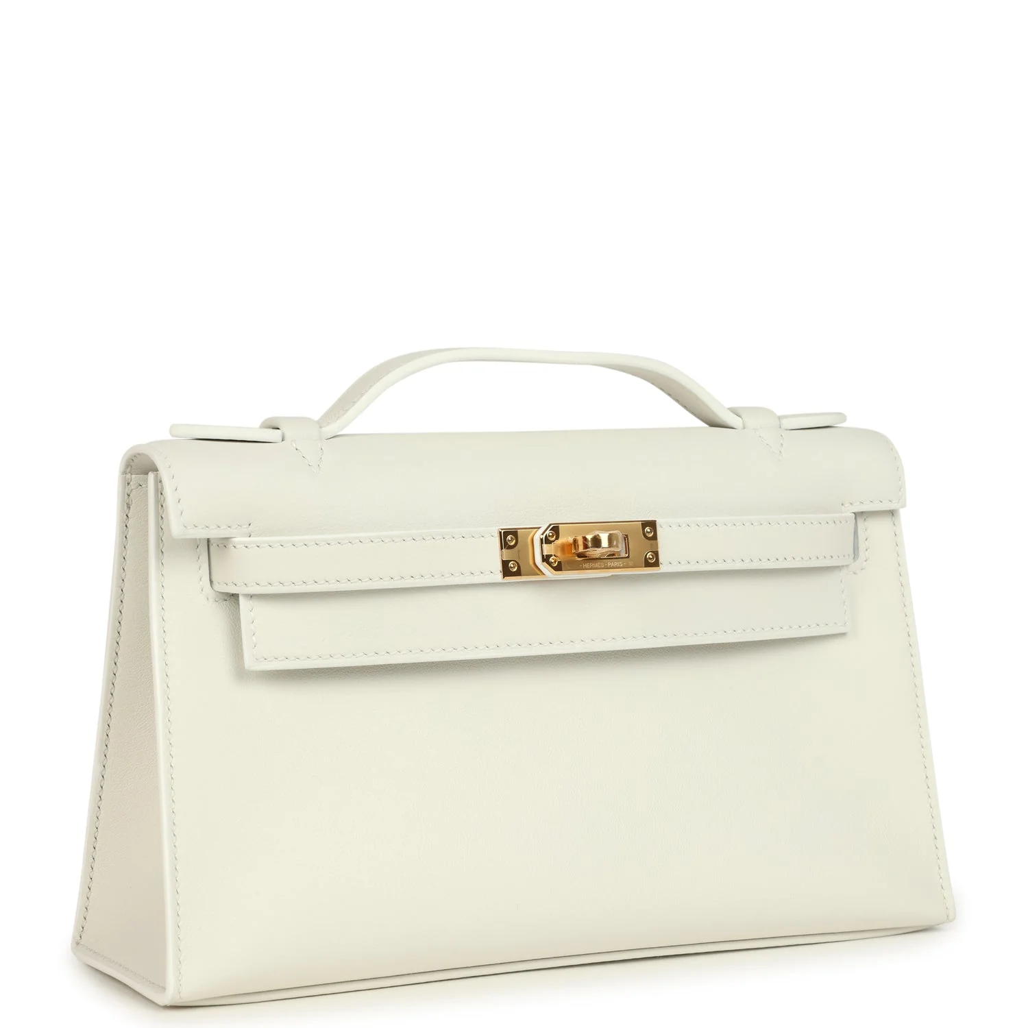 HERMÈS Kelly Pochette White Swift Gold Hardware