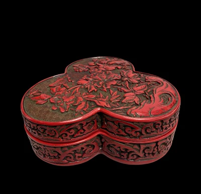 Qianlong Signed Old Chinese Wood Lacquerware Box W/flower N4274