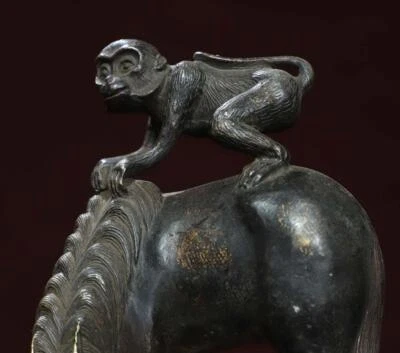 21CM Old Chinese Bronze Statue w/horse N2814