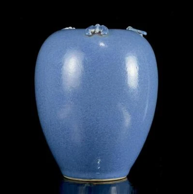 Kangxi Signed Old Chinese Blue Glaze Pot W/bat Q156