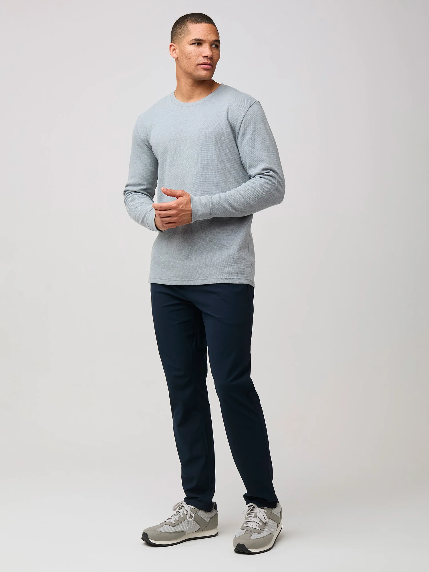 Heather Grey Thermal Long Sleeve Crew