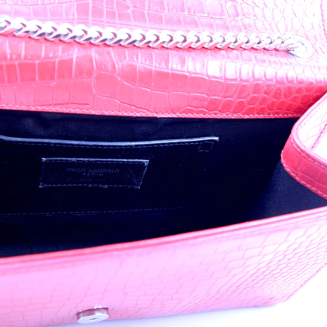 Kate Tassel Satchel Medium Croc Embossed 354119 Red