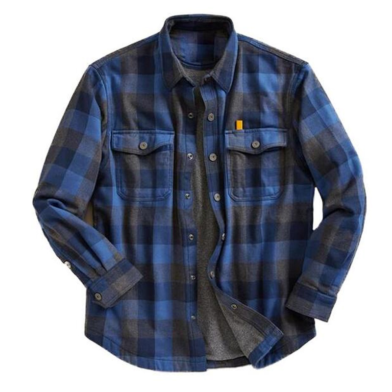 Lapel Check Casual Long Sleeve Pocket Shirt Jacket