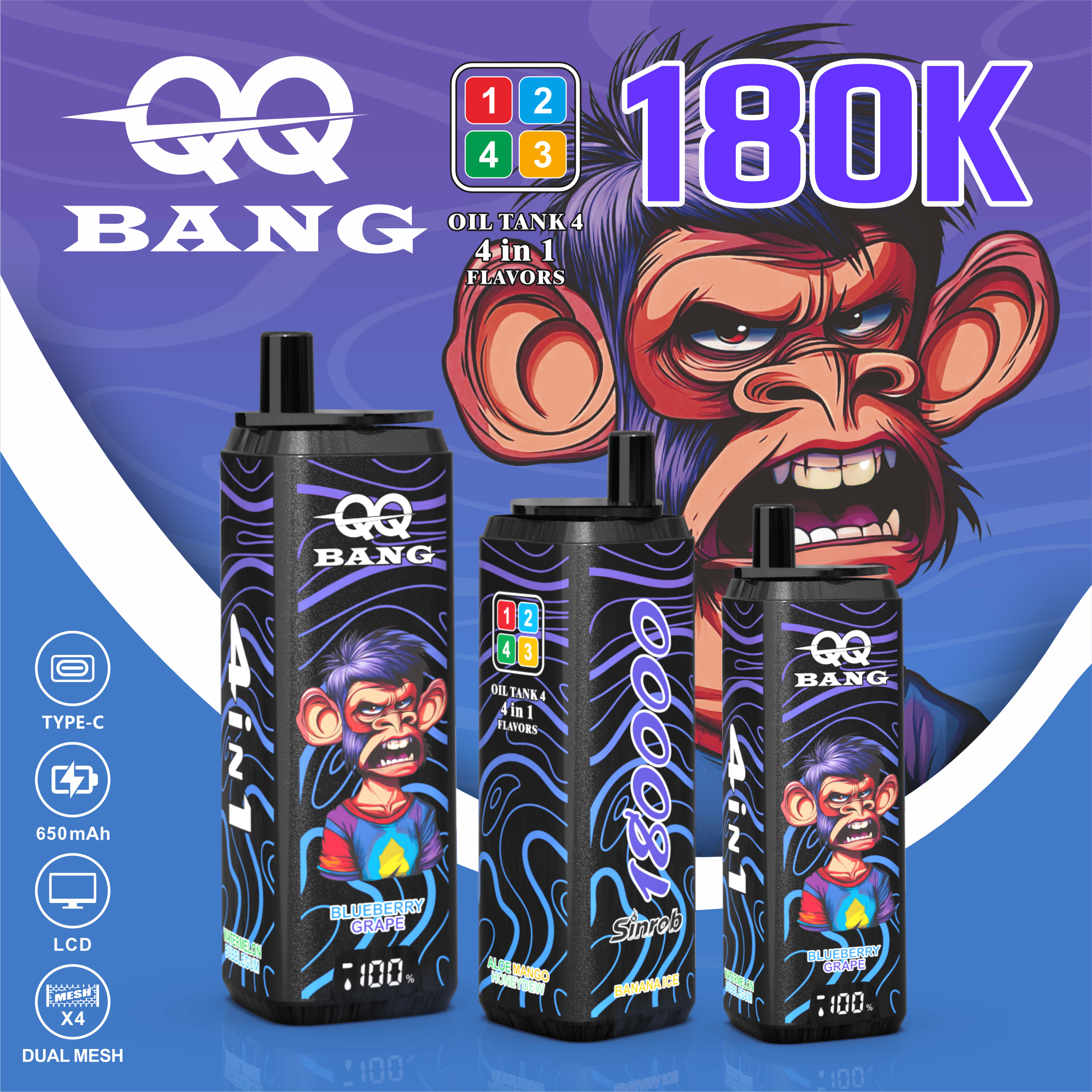 QQ BANG 180K Puffs | B2B Χονδρική Ηλεκτρονικό Τσιγάρο 