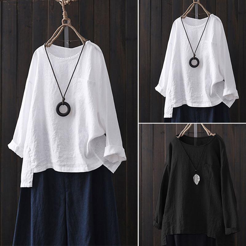 Solid color loose large size irregular long-sleeved shirt