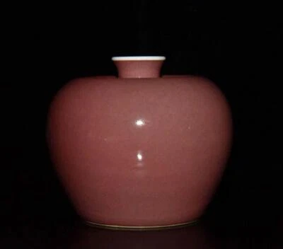 Kangxi Signed Old Chinese Cowpea Red Glaze Apple Zun Pot N3078