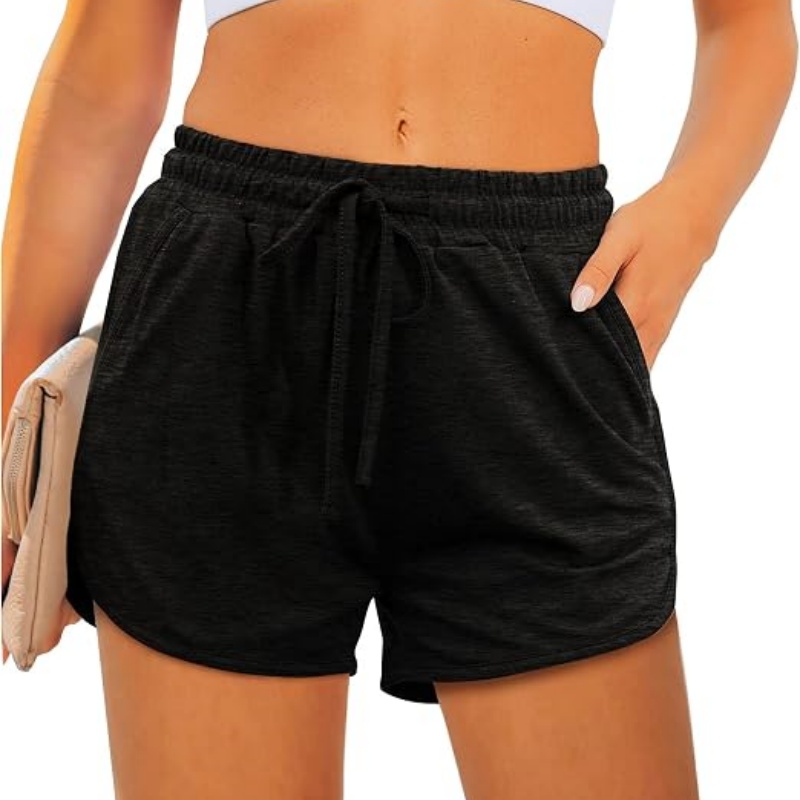 Womens Athletic Shorts Running Dolphin Shorts with Pockets and Drawstring