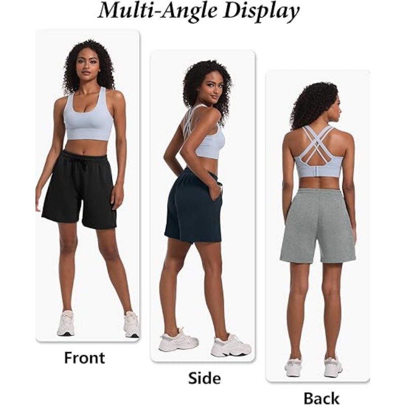 4 Pack Women's Summer Sweat Shorts Cotton Drawstring with Pockets