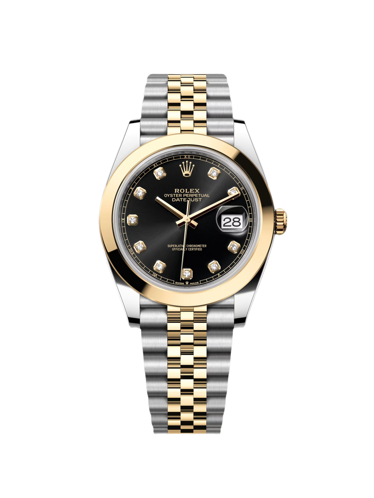 RLX Datejust 41mm 126303 Black Diamond Oyster Steel and Yellow Gold Mens Watch