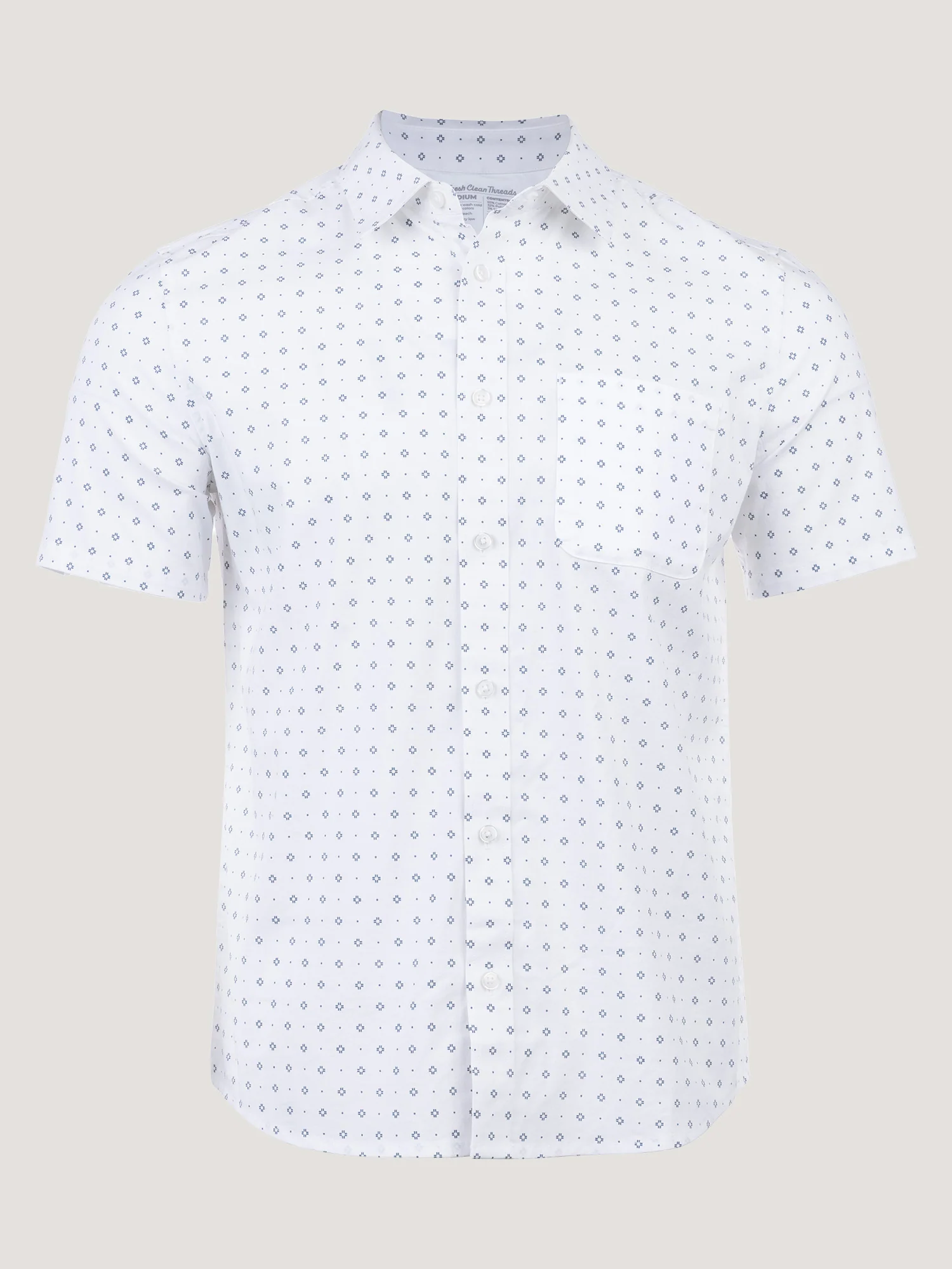 White Print All Day Short Sleeve Shirt