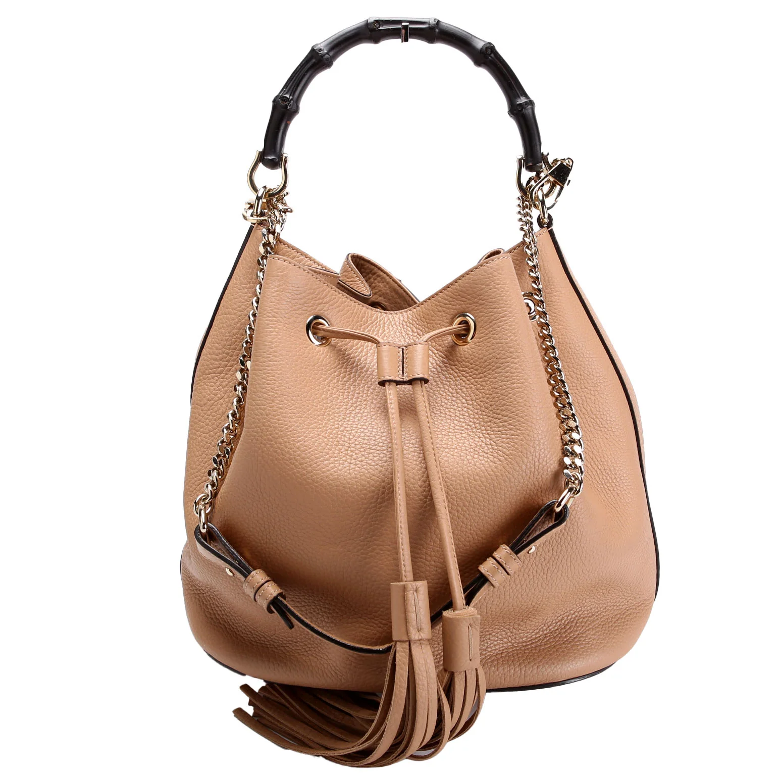 GUCCI 387613 Miss Bamboo Medium Bucket