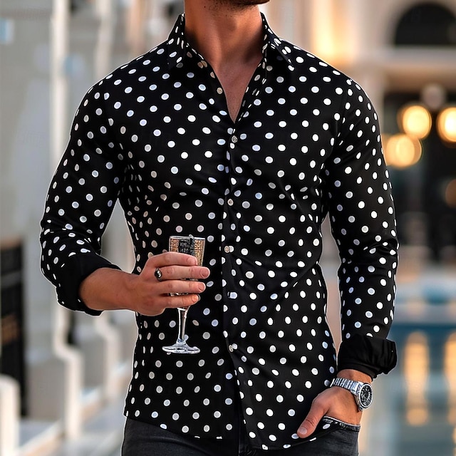 Men's Casual Polka Dots Single Breasted Shirts