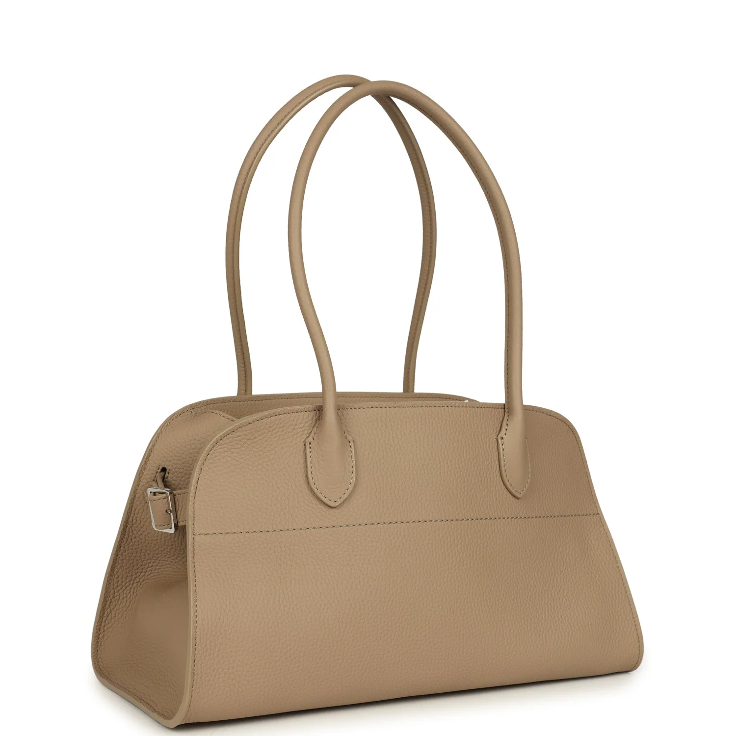 THE ROW Margaux Shoulder 12 Bag Dark Taupe Calfskin Silver Hardware