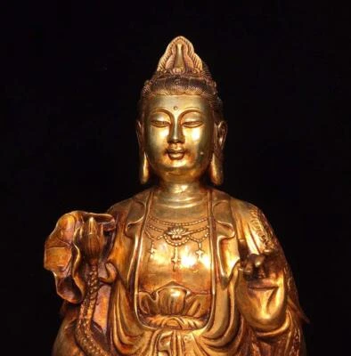26CM Old Chinese Bronze Statue Buddha N1687