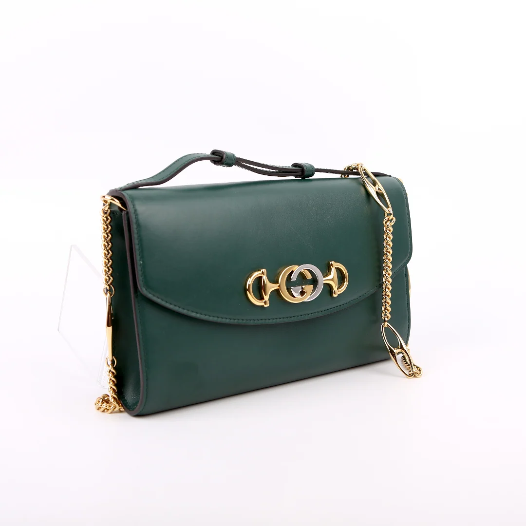 GUCCI 572375 Zumi Calfskin Mini Shoulder Bag Green