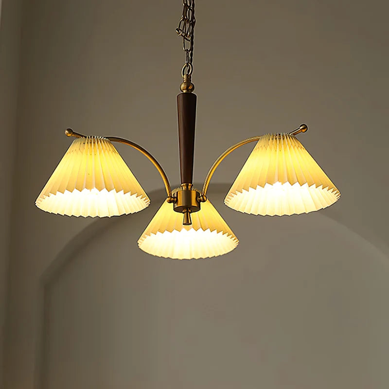Retro Pleated Lampshade Chandelier Decoration Dining Fixture